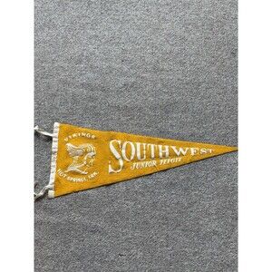 Vintage Southwest Junior High Vikings Hot Springs AR Yellow Felt Pennant
